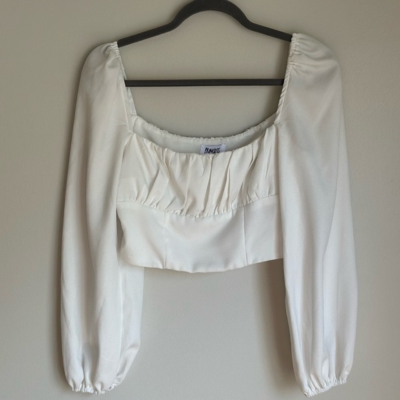 Princess Polly Ariah Long Sleeve Top Womens US 4 White Eco Recycled Square Neck - Picture 2 of 9